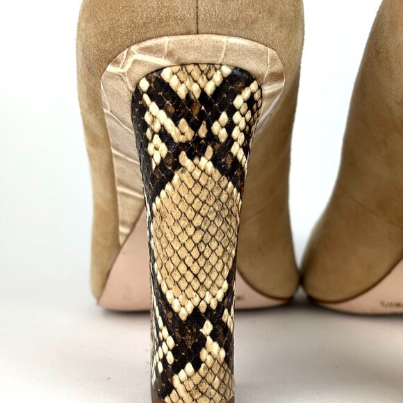Chic Jessica Simpson Suede Pumps with Snakeskin Block Heels – Size 7.5 - Picture 6 of 13